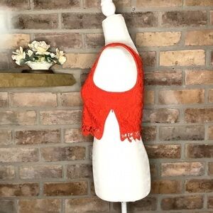 Leith Vibrant Red Lace Crop Top